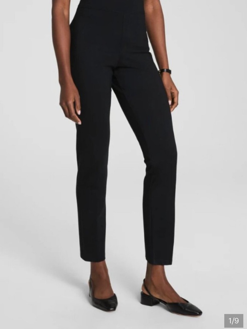 SPANX The Perfect Pant Slim Straight Ponte Pull-On Black Pants size Large